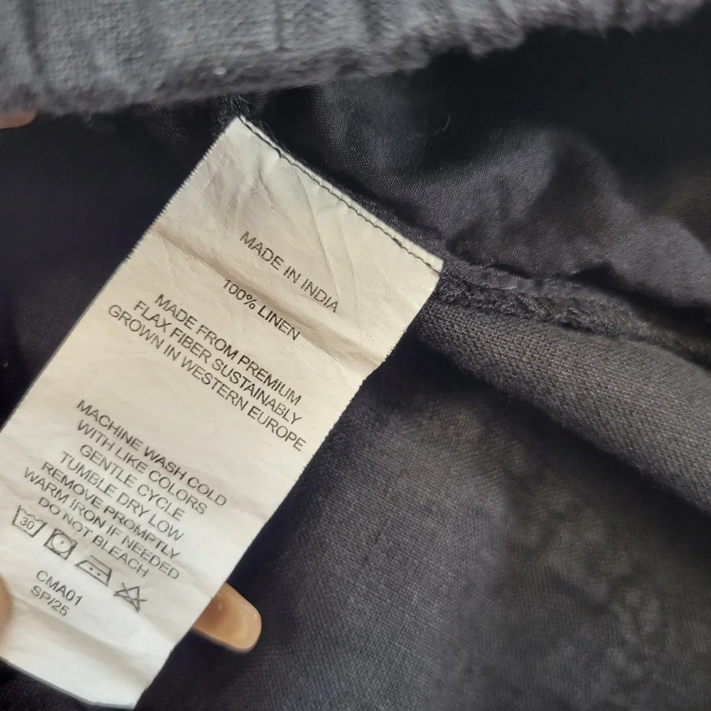 Quince Linen Pants Womens XL Black Relaxed Straight Leg 100% European Linen